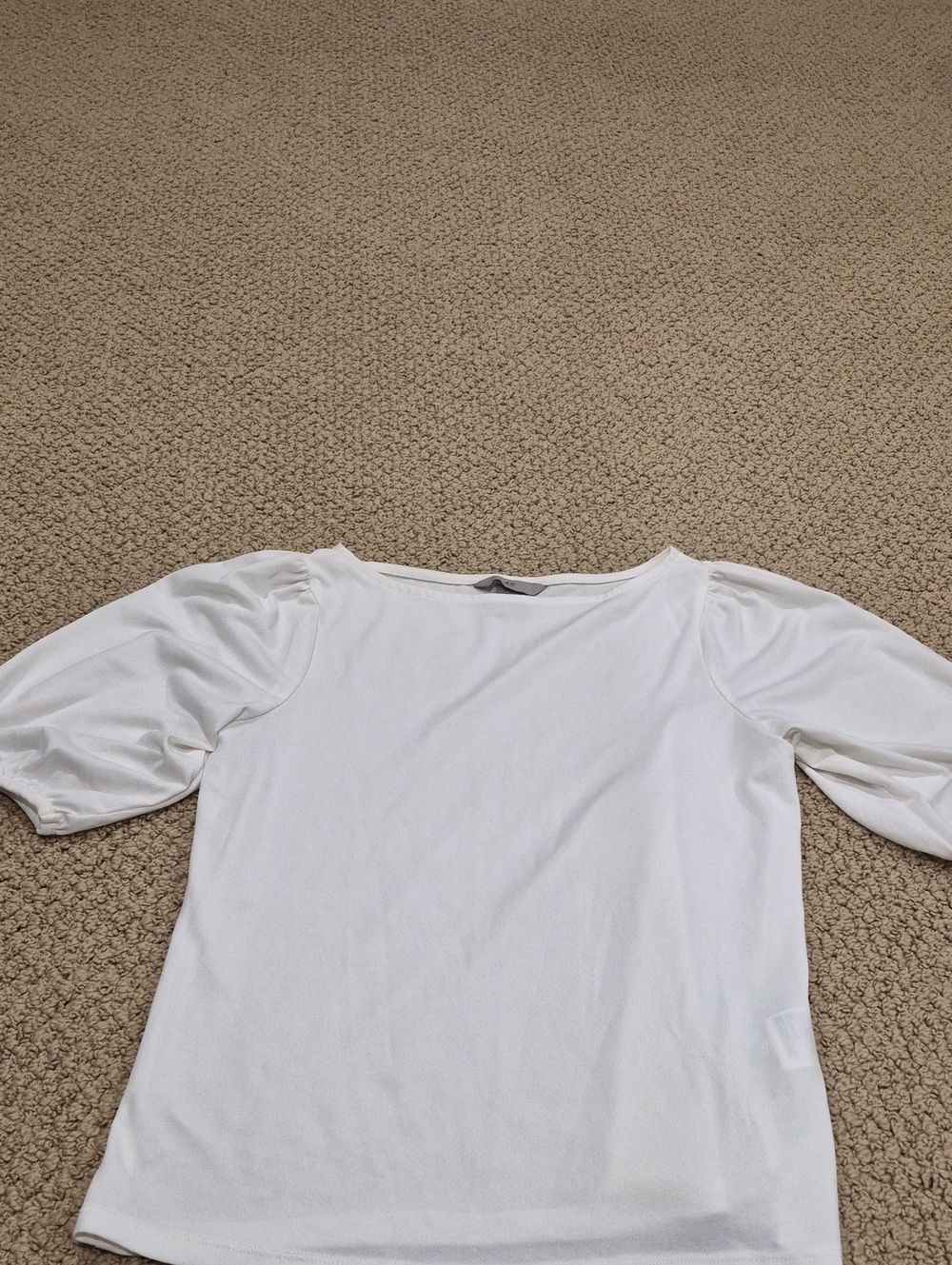 H&M White Puff Sleeve Short-Sleeve Tee